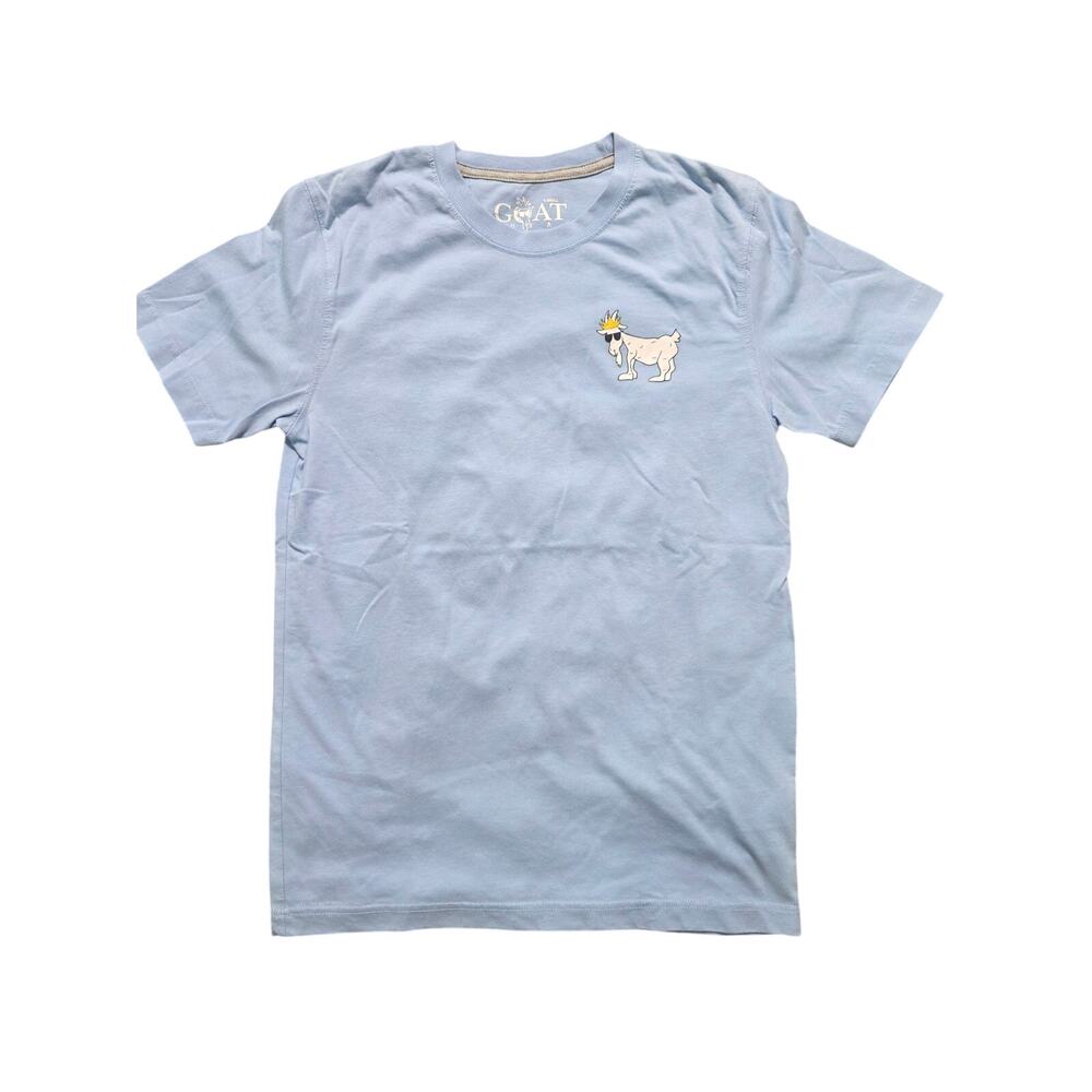 Goat USA Mens The Chuck Goat Print Short Sleeve T-Shirt Blue Size XS